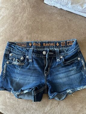 Rock Revival Women’s Dark Indigo Distressed Denim Shorts